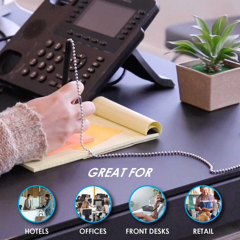 Nadex Ball and Chain Security Pen Set | 12 Pens, 12 Adhesive Mounts, and 12 Refills (Blue) - Image 3